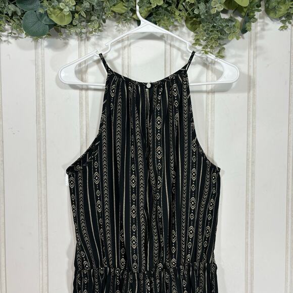 Vision Black Cream Boho Hippie‎ Indie Jumpsuit Romper MEDIUM Casual Sleeveless - Picture 4 of 9